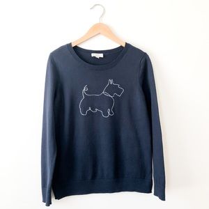 Loft Outlet Scottie dog sweater navy blue